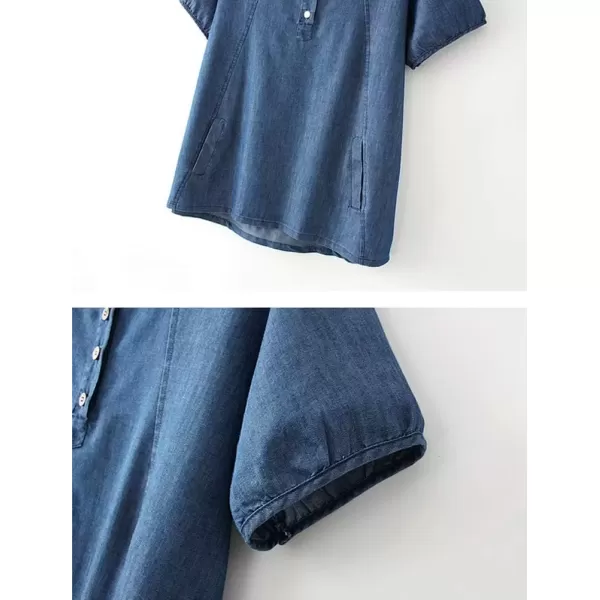 imageMinibee Womens Denim Plus Size Blouse Loose Tunics Tops ShirtXL