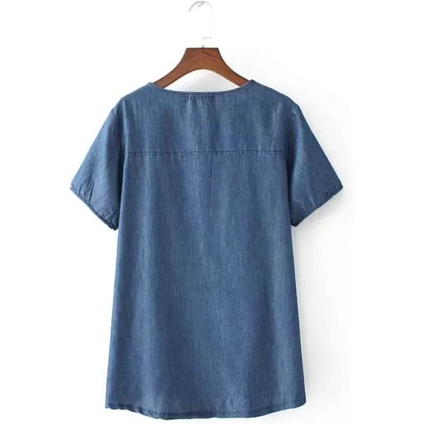 imageMinibee Womens Denim Plus Size Blouse Loose Tunics Tops ShirtXL