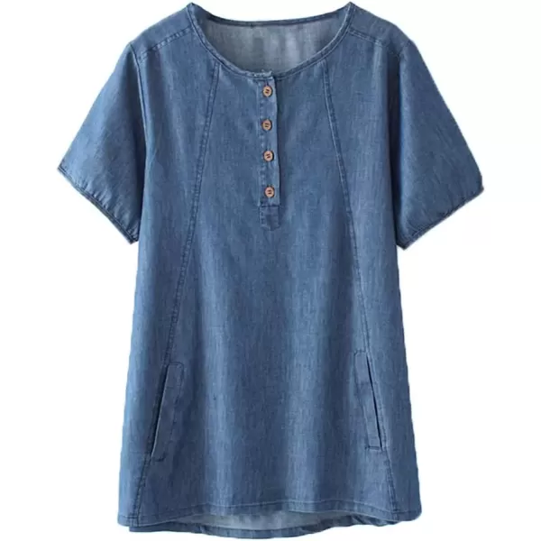 imageMinibee Womens Denim Plus Size Blouse Loose Tunics Tops ShirtXL