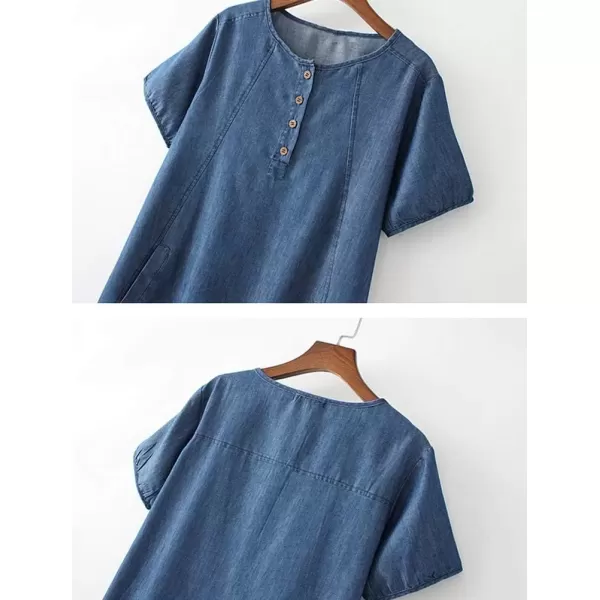 imageMinibee Womens Denim Plus Size Blouse Loose Tunics Tops ShirtXL