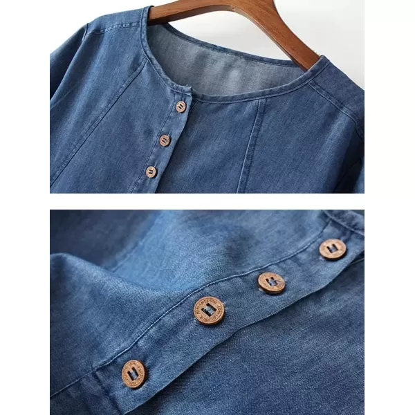 imageMinibee Womens Denim Plus Size Blouse Loose Tunics Tops ShirtXL