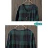 imageMinibee Womens Cotton Dress Long Sleeve Midi Loose Plaid Tunic Dresses Casual Crew Neck Shirt Dress with Pockets