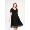 imageMinibee Womens Midi Dress Summer V Neck Short Sleeve Boho Casual Flowy Beach Dresses with Pockets