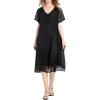 imageMinibee Womens Midi Dress Summer V Neck Short Sleeve Boho Casual Flowy Beach Dresses with Pockets
