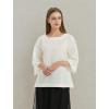 imageMinibee Womens Linen Blouse Round Neck 34 Sleeve Shirt Tops with Chinese Frog ButtonBeige