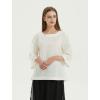 imageMinibee Womens Linen Blouse Round Neck 34 Sleeve Shirt Tops with Chinese Frog ButtonBeige