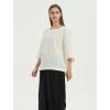 imageMinibee Womens Linen Blouse Round Neck 34 Sleeve Shirt Tops with Chinese Frog ButtonBeige