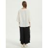 imageMinibee Womens Linen Blouse Round Neck 34 Sleeve Shirt Tops with Chinese Frog ButtonBeige