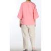 imageMinibee Womens Linen Blouse Round Neck 34 Sleeve Shirt Tops with Chinese Frog ButtonPink