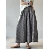 imageMinibee Womens Linen Palazzo Pants Casual Wide Leg Dress Pant Boho Plaid Loose Trousers with PocketsBlackwhite