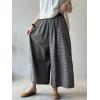 imageMinibee Womens Linen Palazzo Pants Casual Wide Leg Dress Pant Boho Plaid Loose Trousers with PocketsBlackwhite