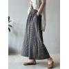 imageMinibee Womens Linen Palazzo Pants Casual Wide Leg Dress Pant Boho Plaid Loose Trousers with PocketsBlackwhite