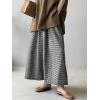 imageMinibee Womens Linen Palazzo Pants Casual Wide Leg Dress Pant Boho Plaid Loose Trousers with PocketsBlackwhite