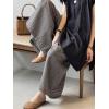 imageMinibee Womens Linen Palazzo Pants Casual Wide Leg Dress Pant Boho Plaid Loose Trousers with PocketsBlackwhite