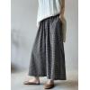 imageMinibee Womens Linen Palazzo Pants Casual Wide Leg Dress Pant Boho Plaid Loose Trousers with PocketsBlackwhite