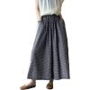 imageMinibee Womens Linen Palazzo Pants Casual Wide Leg Dress Pant Boho Plaid Loose Trousers with PocketsNavywhite