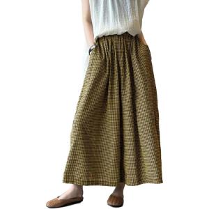imageMinibee Womens Linen Palazzo Pants Casual Wide Leg Dress Pant Boho Plaid Loose Trousers with PocketsYellowblack