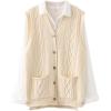 imageMinibee Womens Sweater Vest Casual Sleeveless Cardigan VNeck Button Down Vest with PocketsBeige