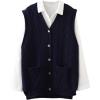 imageMinibee Womens Sweater Vest Casual Sleeveless Cardigan VNeck Button Down Vest with PocketsNavy