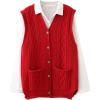imageMinibee Womens Sweater Vest Casual Sleeveless Cardigan VNeck Button Down Vest with PocketsRed
