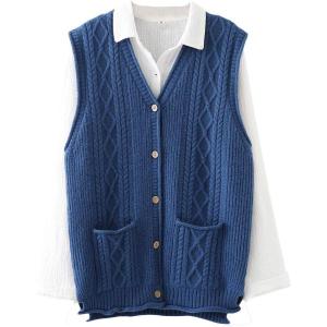 imageMinibee Womens Sweater Vest Casual Sleeveless Cardigan VNeck Button Down Vest with PocketsBlue