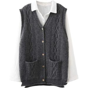 imageMinibee Womens Sweater Vest Casual Sleeveless Cardigan VNeck Button Down Vest with PocketsGray