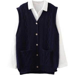imageMinibee Womens Sweater Vest Casual Sleeveless Cardigan VNeck Button Down Vest with PocketsNavy