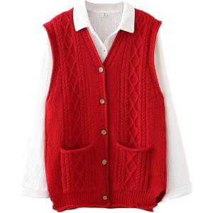 imageMinibee Womens Sweater Vest Casual Sleeveless Cardigan VNeck Button Down Vest with PocketsRed
