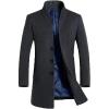 imageMinibee Mens Trench Coat Wool Blend Slim Fit Long Jacket Business Pea Overcoat Grey 2XL Style 2