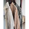 imageMinibee Womens Plaid Shirts Dress Button Down Long Sleeve Cotton Casual Blouses Dresses with PocketsBlack