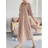 imageMinibee Womens Plaid Shirts Dress Button Down Long Sleeve Cotton Casual Blouses Dresses with PocketsLight Brown