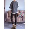 imageMinibee Womens Cotton Linen Shirts Summer 34 Length Sleeve Tops Chinese Frog Casual BlouseGray Blue