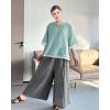 imageMinibee Womens Cotton Linen Shirts Summer 34 Length Sleeve Tops Chinese Frog Casual BlouseGreen