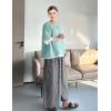 imageMinibee Womens Cotton Linen Shirts Summer 34 Length Sleeve Tops Chinese Frog Casual BlouseGreen