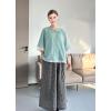 imageMinibee Womens Cotton Linen Shirts Summer 34 Length Sleeve Tops Chinese Frog Casual BlouseGreen