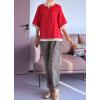 imageMinibee Womens Cotton Linen Shirts Summer 34 Length Sleeve Tops Chinese Frog Casual BlouseRed