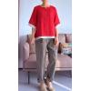 imageMinibee Womens Cotton Linen Shirts Summer 34 Length Sleeve Tops Chinese Frog Casual BlouseRed