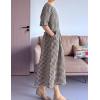imageMinibee Womens Cotton Linen Dress Summer Short Sleeve Casual Plaid Flowy ALine Midi Dresses with PocketsBlack