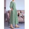 imageMinibee Womens Cotton Linen Dress Summer Short Sleeve Casual Plaid Flowy ALine Midi Dresses with PocketsGreen