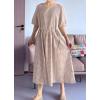 imageMinibee Womens Cotton Linen Dress Summer Short Sleeve Casual Plaid Flowy ALine Midi Dresses with PocketsKhaki