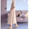 imageMinibee Womens Cotton Linen Dress Summer Short Sleeve Casual Plaid Flowy ALine Midi Dresses with PocketsKhaki
