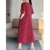 imageMinibee Womens Cotton Linen Dress Summer Short Sleeve Casual Plaid Flowy ALine Midi Dresses with PocketsRed