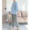 imageMinibee Womens 34 Length Sleeve Tops Cotton Linen Shirts Casual Blouse Summer Tops for WomenLight Blue