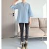 imageMinibee Womens 34 Length Sleeve Tops Cotton Linen Shirts Casual Blouse Summer Tops for WomenLight Blue