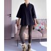 imageMinibee Womens 34 Length Sleeve Tops Cotton Linen Shirts Casual Blouse Summer Tops for WomenNavy