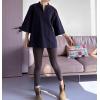 imageMinibee Womens 34 Length Sleeve Tops Cotton Linen Shirts Casual Blouse Summer Tops for WomenNavy