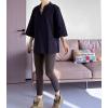 imageMinibee Womens 34 Length Sleeve Tops Cotton Linen Shirts Casual Blouse Summer Tops for WomenNavy