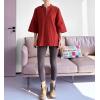 imageMinibee Womens 34 Length Sleeve Tops Cotton Linen Shirts Casual Blouse Summer Tops for WomenWine Red