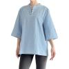imageMinibee Womens 34 Length Sleeve Tops Cotton Linen Shirts Casual Blouse Summer Tops for WomenLight Blue