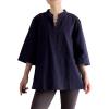 imageMinibee Womens 34 Length Sleeve Tops Cotton Linen Shirts Casual Blouse Summer Tops for WomenNavy
